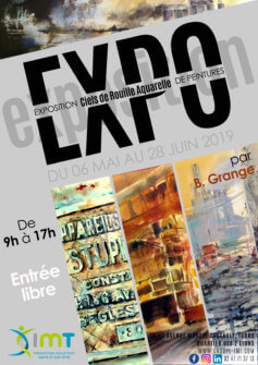 Affiche de l'exposition de peintures "Ciels de Rouille Aquarelle"