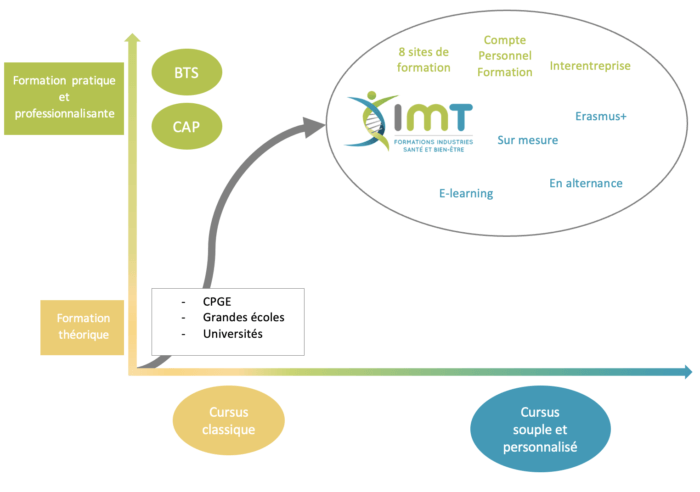 À l'IMT, choisissez une formation qui vous ouvrira les portes d'un secteur qui recrute. Schéma réalisé par Pascale Camps-Vaquer.